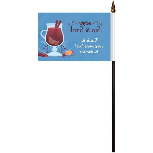 4" x 6" Single Reverse Polyester Stick Flags - HQ
