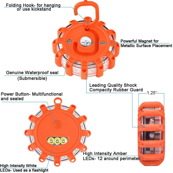 Led Road Emergency Flares With Magnetic