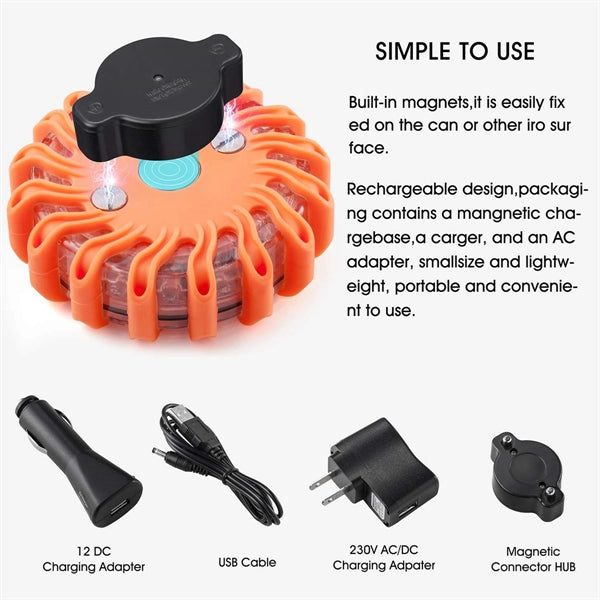 Rechargeable Led Road Flares Auto Emergency Warning Light