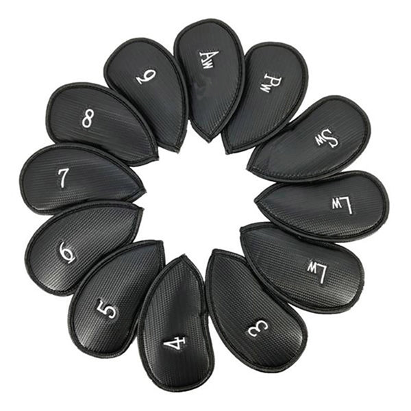 Golf 12Pcs Thick Leather Iron Head Covers Set