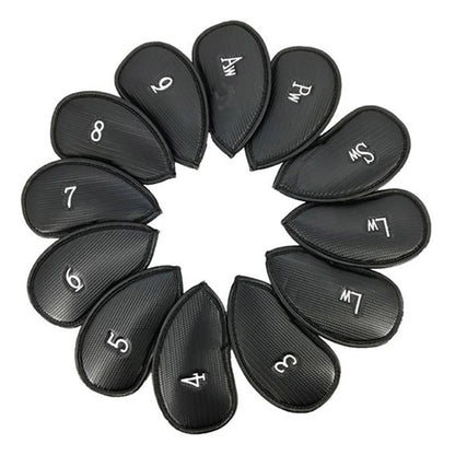 Golf 12Pcs Thick Leather Iron Head Covers Set