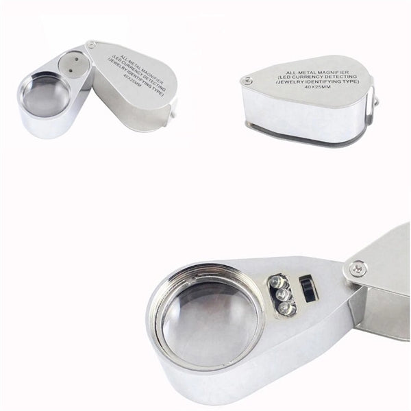 Foldable 40X Magnification Pocket Jewellery Loupe With Light