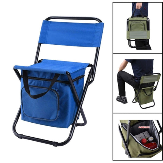 Backrest Stool Compact Folding Chair With Cooler Bag
