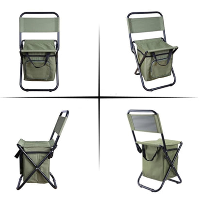 Backrest Stool Compact Folding Chair With Cooler Bag