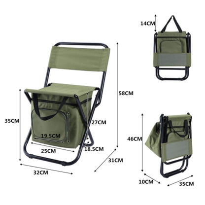Backrest Stool Compact Folding Chair With Cooler Bag