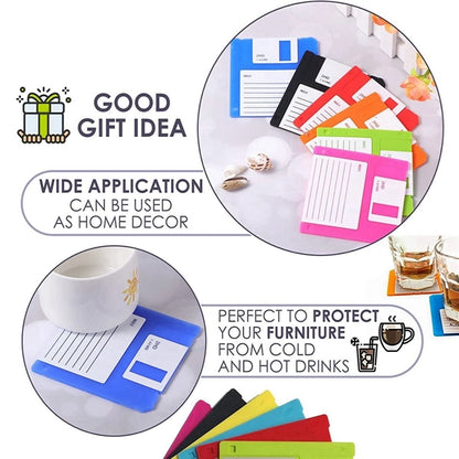 Silicone Floppy Disk Coaster For Tables