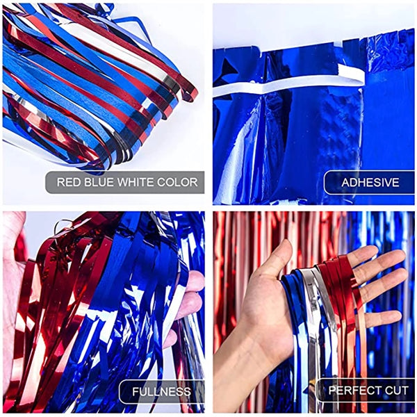 Red White And Blue Foil Fringe Curtains July 4Th Decor