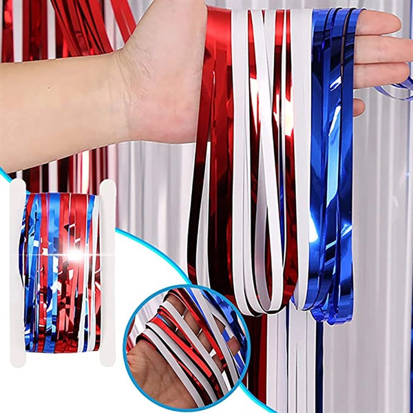 Red White And Blue Foil Fringe Curtains July 4Th Decor