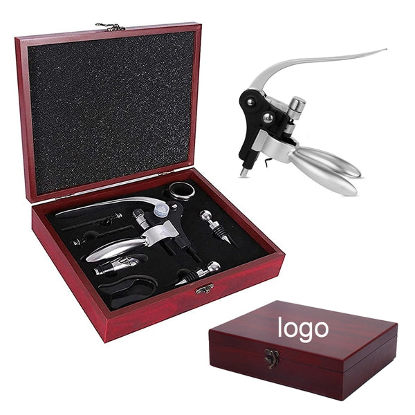 9 Pieces Wine Accessory Set With Wooden Case