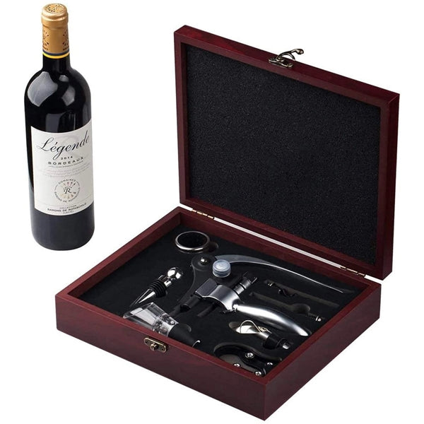 9 Pieces Wine Accessory Set With Wooden Case