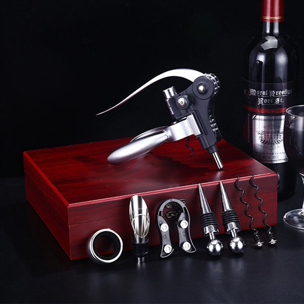 9 Pieces Wine Accessory Set With Wooden Case
