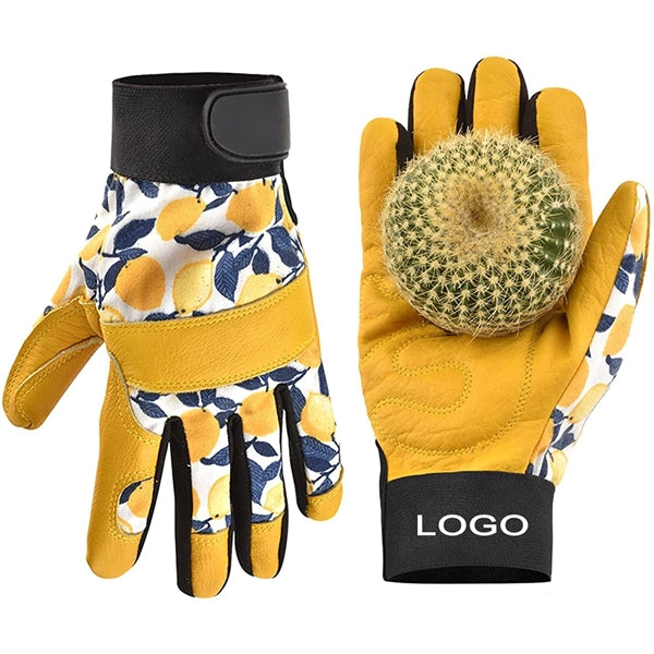 Leather Tough Cowhide Work Gardening Gloves
