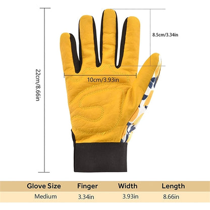 Leather Tough Cowhide Work Gardening Gloves