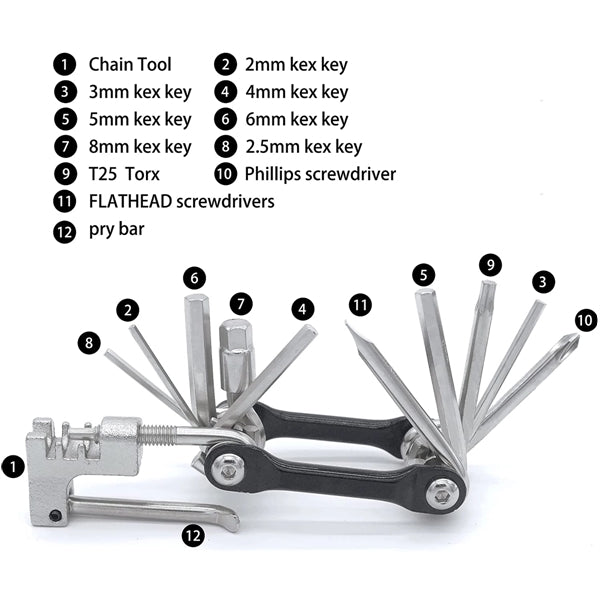 11 In One Folding Portable Bicycle Multitool Tool Kit