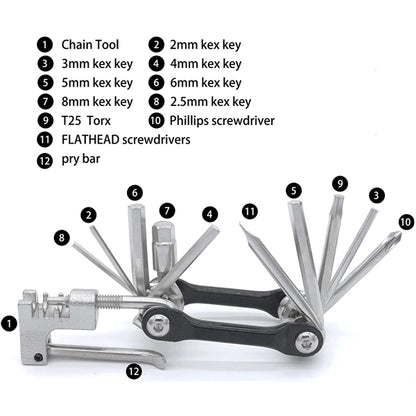 11 In One Folding Portable Bicycle Multitool Tool Kit