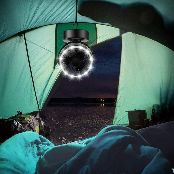 Portable Camping Fan With Led Lantern