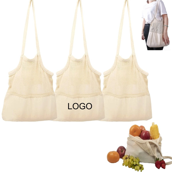 Canvas Mesh Grocery Tote Bag