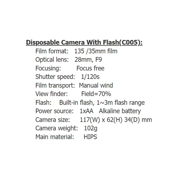 Custom Disposable Camera