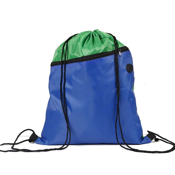 Oxford Cloth Drawstring Backpack With Zipper