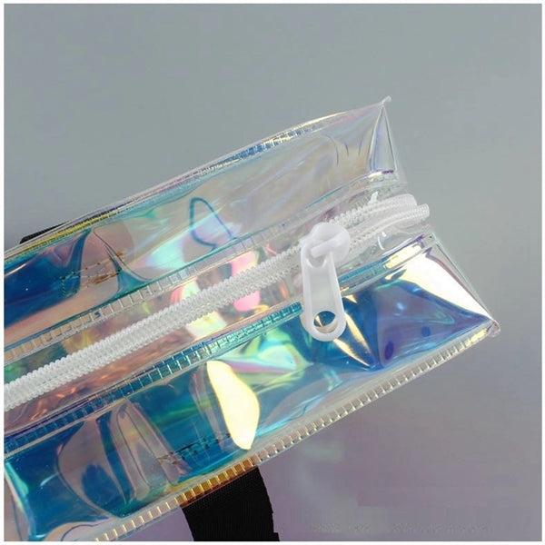 Holographic Rainbow Shopping Bag With Zipper (10X4X8 In)