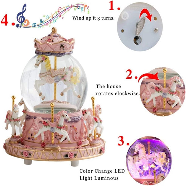 Led Lights Musical Box Snow Globe