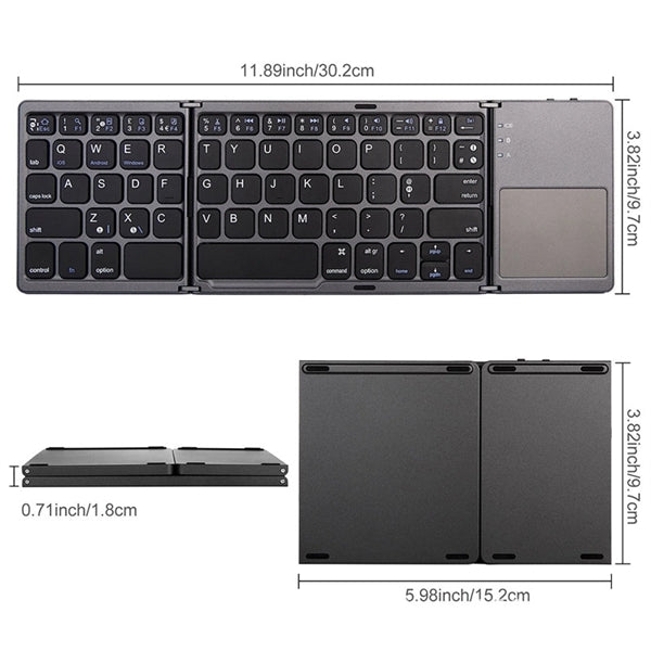 Universal Foldable Bluetooth Keyboard With Touchpad