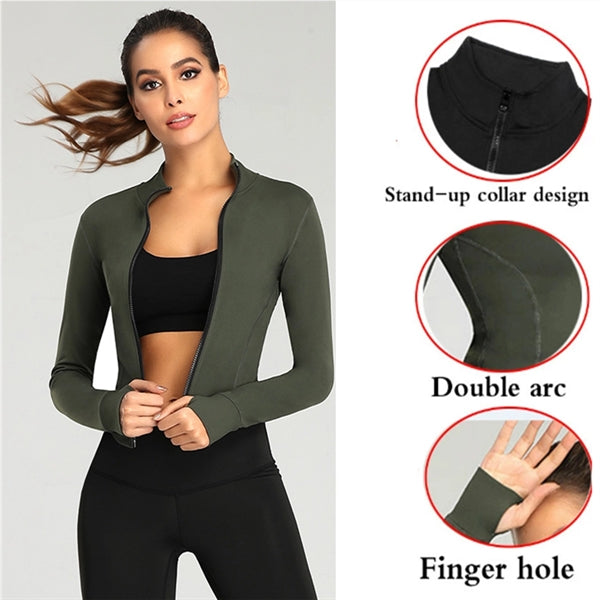 Full Zip-Up Yoga Top Workout Running Jacket