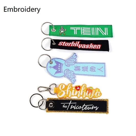 Embroidery Keychain Customized Label Logo Clothes Bag Tag