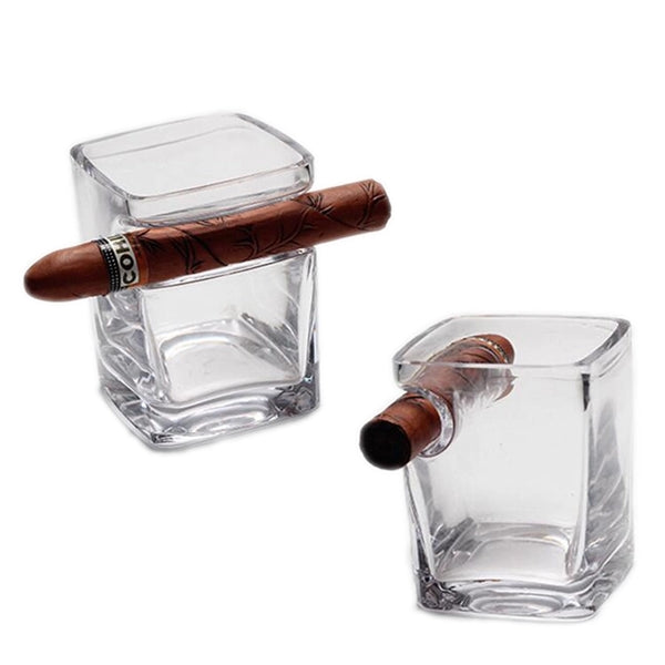Rock Glass With Cigar Holder