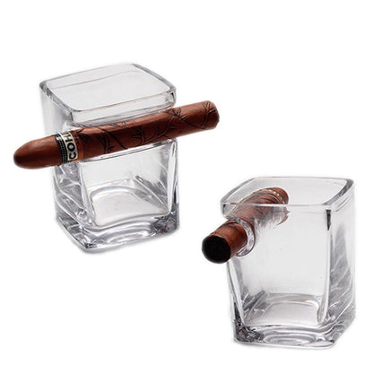 Rock Glass With Cigar Holder