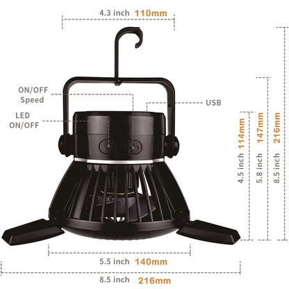 Solar Camping Fan With Led Lights