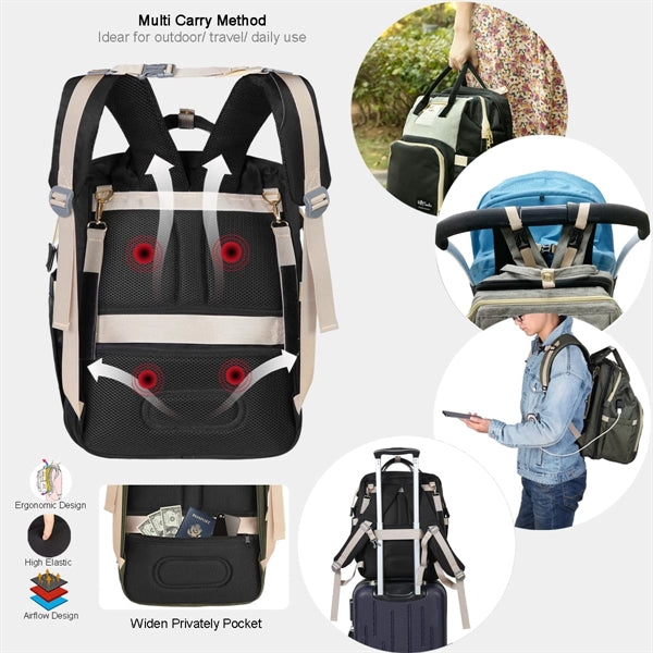 3 Insulated Bottle Warmer Diaper Bag With Usb Charge Port