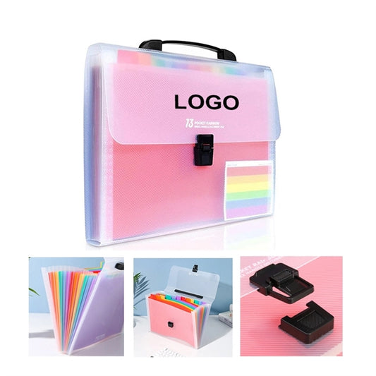 13-Pockets A4 Rainbow Accordion Expanding File Organizer
