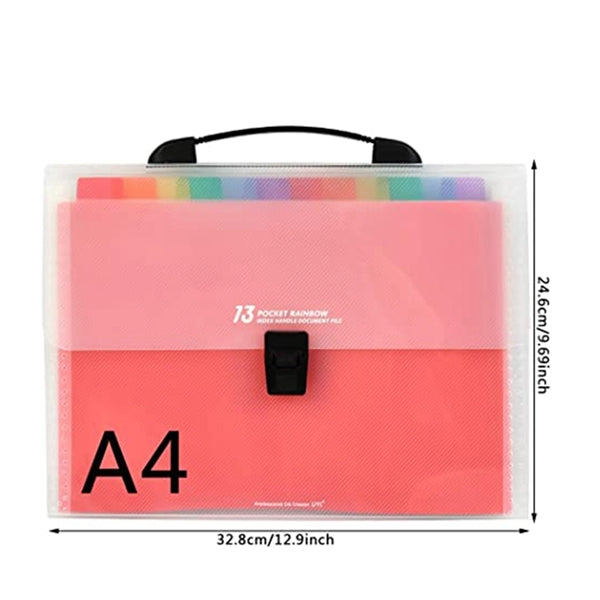 13-Pockets A4 Rainbow Accordion Expanding File Organizer