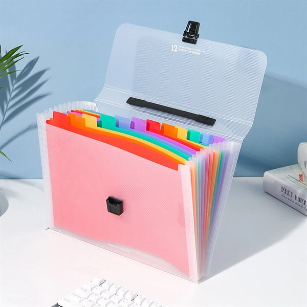 13-Pockets A4 Rainbow Accordion Expanding File Organizer