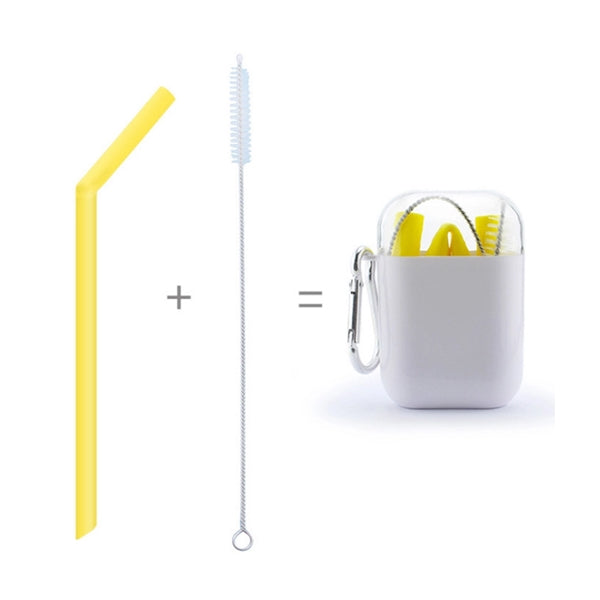 Portable Folding Straw Set Straight Silicone With Brush