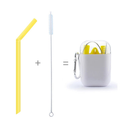 Portable Folding Straw Set Straight Silicone With Brush