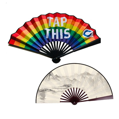 Full Color Custom Folding Hand Held Silk Fan
