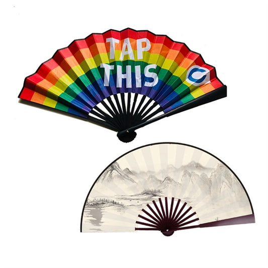 Full Color Custom Folding Hand Held Silk Fan