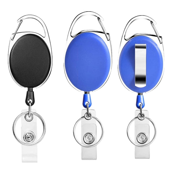 Retractable ID Card Holder Carabiner Badge Reel with Clip