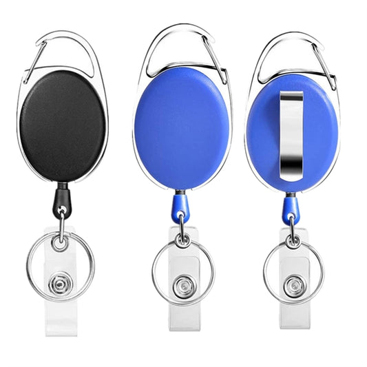 Retractable ID Card Holder Carabiner Badge Reel with Clip