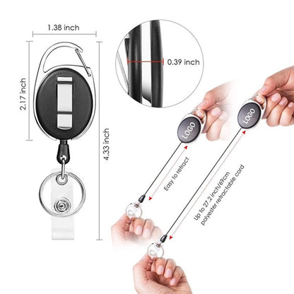 Retractable ID Card Holder Carabiner Badge Reel with Clip
