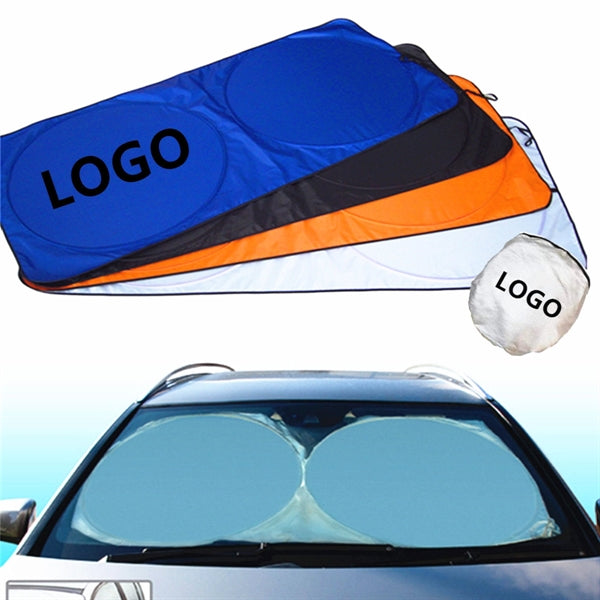 Car Windshield Sun Shade With Storage Pouch