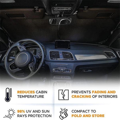 Car Windshield Sun Shade With Storage Pouch