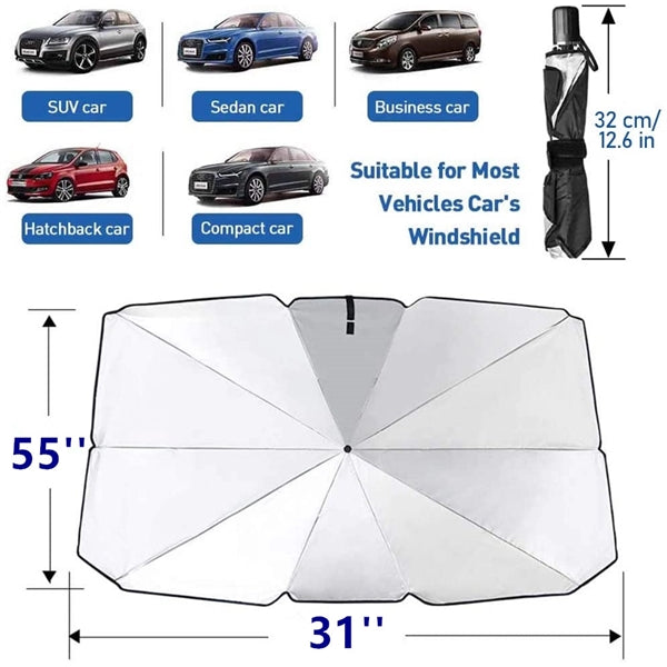 Car Windshield Sun Shade Umbrella With Storage Bag