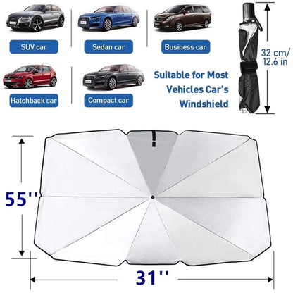 Car Windshield Sun Shade Umbrella With Storage Bag