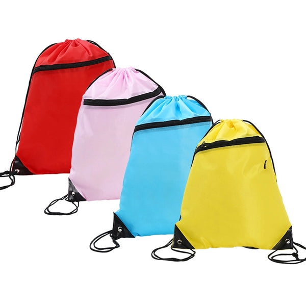 Drawstring Backpacks with Zipper Pocket