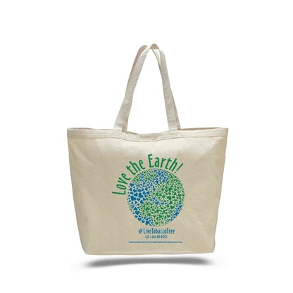 Large Heavy Canvas Tote Bags w/ Hook & Loop Closure 23x17x6