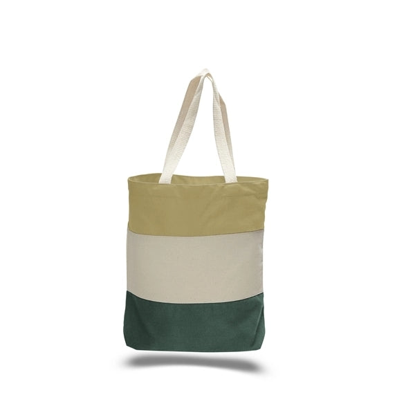 Wholesale Heavy Canvas Tote Bags w/ Gusset Tri-Color 15x15x3
