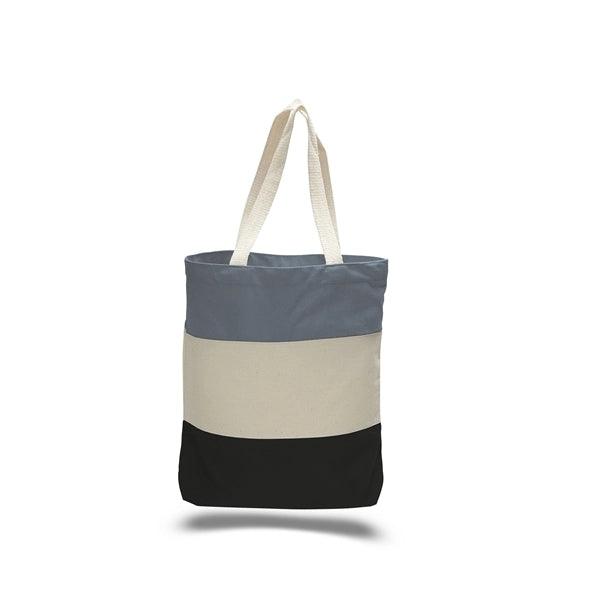 Wholesale Heavy Canvas Tote Bags w/ Gusset Tri-Color 15x15x3
